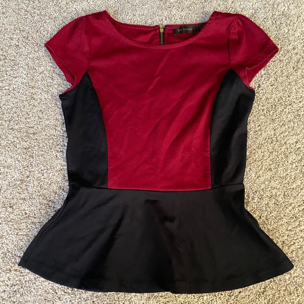 Red & Black Fitted Blouse